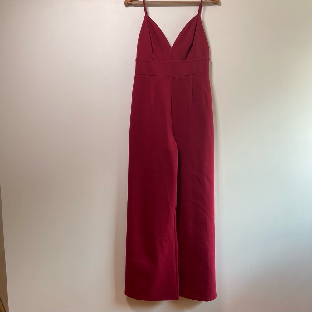 Lulu's Red Wide Leg Jumpsuit size Large